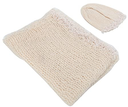 Aoaoy Newborn Baby Photography Prop Set, Photography Prop, Mohair Hat Wrap for 0-1 Month Infant, Soft Breathable Material, Unforgettable Memories, with Photography Prop, (hat + wrap)