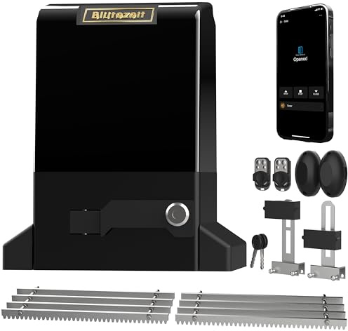 Blütezeit WLAN Schiebetorantrieb 1900kg – Smart App Steuerung, 750W Automatischer Zahnstangen-Antrieb, 2 Fernbedienungen & Lichtschranke, Komplett-Set für Einfahrtstore bis 12m