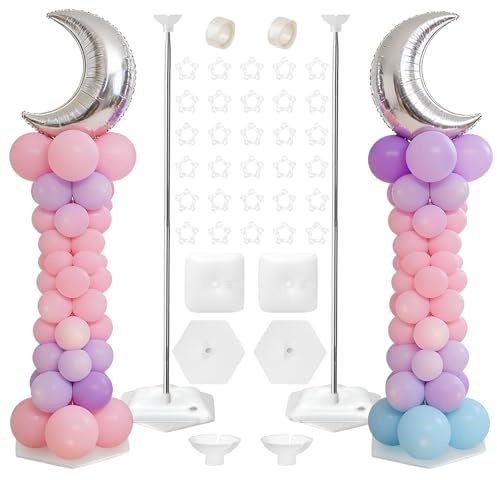 TUZHE Ballonsäulenständer Set, 2m Höhenverstellbare ballonständer für Hochzeit, Geburtstag, Babyparty, Abschlussfeier Party(Ohne Ballons)