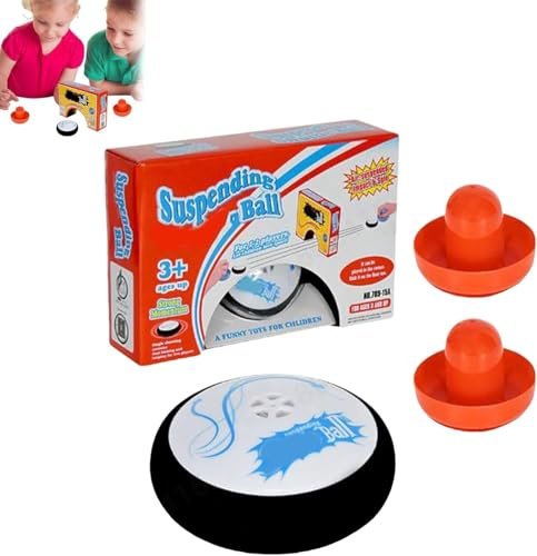 Generisch Air Hockey Hover Puck, Electric Floating Hockey with 2 Red Air Hockey Pushers, Portable Mini Table Hockey Game for Indoor & Outdoor Use – Gift for Children & Adults (2, Rot)