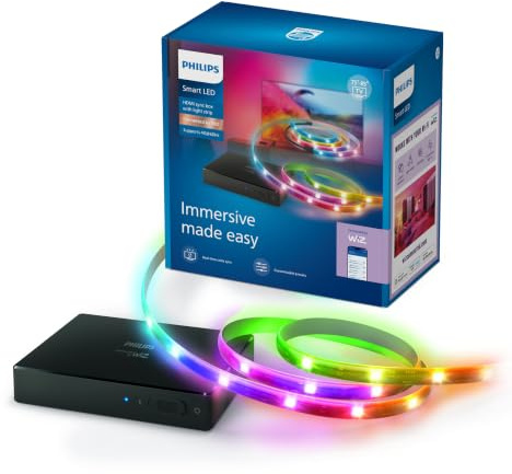 Philips Smart Lighting HDMI 2.1 Sync Box with RGBIC LED Strip, 75-85 Inch | Smart LED, Customisable Light, Easy Install, Bluetooth App and Voice Control, Smart Home, Requires External Video Source