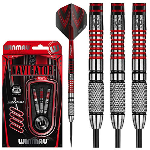 WINMAU Navigator 21g Profi Wolfram Steeltip Dartpfeile Set mit Flights und Schäfte