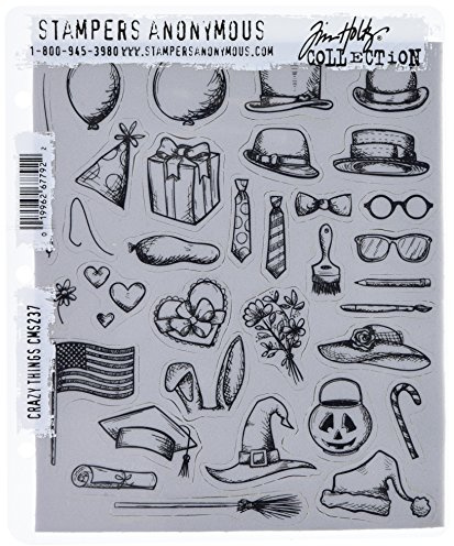 Stampers Anonymous Art Gone Wild Crazy Things Cling Stamp Set, Grey, 7 by 8.5