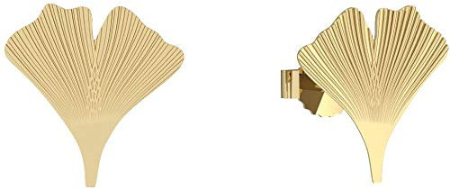 Gingkoblatt Ohrstecker in Gold hochwertig vergoldet! - inkl. Luxus-Etui - Gingko Ohrring Damen Ginko Blatt glänzend Ohrringe zum stecken Gelbgold FF155 VGGG