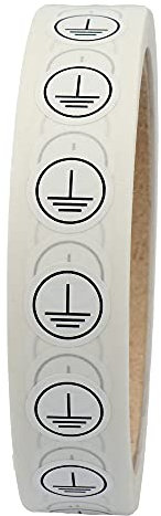 Leiterkennzeichnung - Schutzleiter - Klasse 1 - Ø 12,5 mm - 1.000 Leiterkennzeichen Etiketten auf 1 Rolle(n), Polyester, weiß-schwarz, selbstklebend