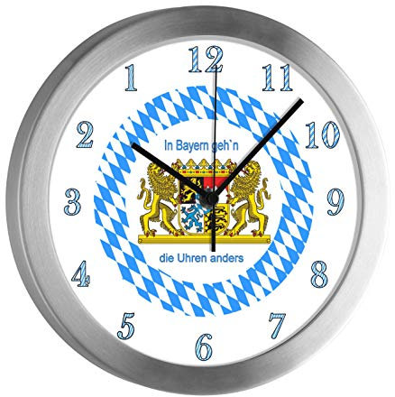 CreaDesign Kinder Funkwanduhr mit (Wunsch) Namen | Kinderzimmer Funkuhr| mit Analog ? Ziffernblatt | geräuscharm | Wanduhr Kind | Motiv Bayern