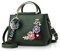 NICOLE & DORIS Damen Leder Handtasche Umhängetaschen mit Blume Jahrgang Griff Tasche Designer Tote Geldbörse mit Pom Pom dunkelgrün