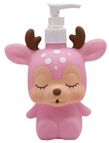Hyever Reh Ente Niedliche Cartoon Tier Hand Seife Pumpe Lotion, Handseife, Shampoo, Duschgel Spender, geeignet für Badezimmer, Küche Arbeitsplatten Badezimmer Zubehör (Rosa Hirsch)
