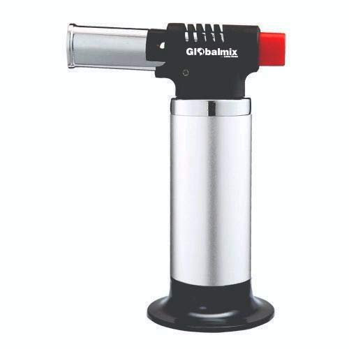 Chalumeau de cuisine professionnel Globalmix torche butane rechargeable mini chalumeau avec serrure de sécurité et flamme réglable pour barbacoa Brulée Crème Camping (Gaz non inclus)