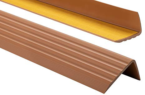 Nez de marche profil d’angle PVC autoadhésif 41x25mm antidérapant, d'escalier-protection, bande de bordure, 80cm, Amber