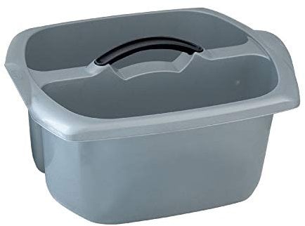 Addis 518523 Eco Panier de nettoyage utilitaire en plastique 100% recyclé avec double compartiment et poignée, gris clair, 9 litres
