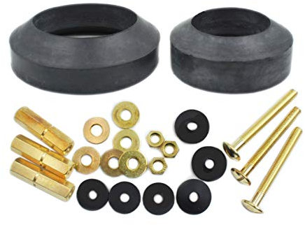 Universal Toilet Tank to Bowl Repair Kit Including 2 Sponge Gaskets and 3 Set Brass Hardware Kits Fits 2 Inches 3 Inches Flush Valve Opening