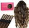 WENNALIFE Tape Extensions Echthaar, 20pcs 50g 35cm 14 Zoll Balayage Natürliches Schwarz bis Chestnut Braun Remy Invisible Tape Extensions Seidig Gerade Echthaar Extensions Skin Weft Tape Ins