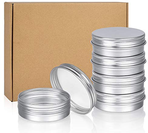 Aluminum Tin Cans, 24pcs 60ml/2oz Metal Round Tins Small Tin Screw Lid Containers Empty Travel Jars for Candles, Salve, Cosmetics