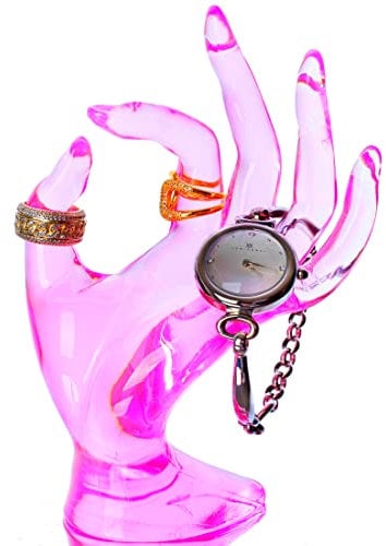 HOMEGOAL Ringhalter, rosa Raumdekoration, Handschmuckhalter, dänische Pastell-Raumdekoration, adrette Dekoration, Schaufensterpuppenhand, Polyresin, 17,8 cm (Rosa)