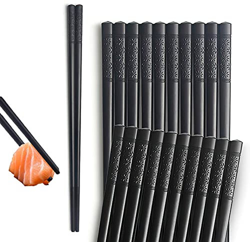 YFWOOD Palillos Reutilizables, 10 Pares de Palillos, Palillos japoneses de Fibra de Vidrio de 9.5 Pulgadas, Palillos Coreanos Antideslizantes para niños Palillos para Alimentos