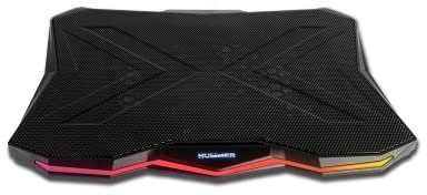 NOX XTREME PRODUCTS Hummer PRO Stand -NXHUMMERPROSTAND- Base di Raffreddamento per Portatile Fino a 17,3, Ventola 170 mm, Controller velocità, Striscia LED RGB, HUB USB X2, Nero