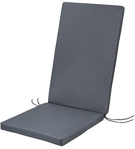 SOFTILLO Waterproof High Back Chair Cushion With Ties 120x45x4cm | Indoors/Outdoors Patio Seat Pad Cushion For Garden Chairs, Loungers, Recliner, Relaxer | Water-Resistant Material |Graphite
