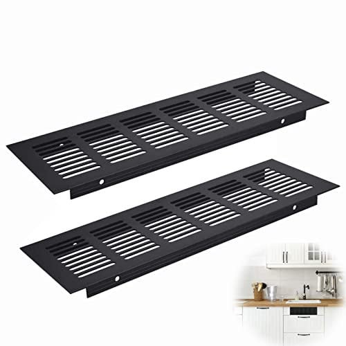 Griglia di Ventilazione Nera, 2 Pezzi Griglia di Aerazione Alluminio, Griglia Areazione Metallo, Robusto e Durevole, Utilizzato per La Ventilazione in Cucine, Armadi, Guardaroba e Bagni