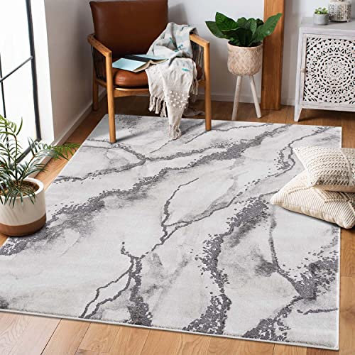 carpet city Teppich Wohnzimmer - 200x290 cm Kurzflor Grau - Meliert Abstraktes Muster - 3D-Optik - Moderne Teppiche Flachflor - Deko Schlafzimmer