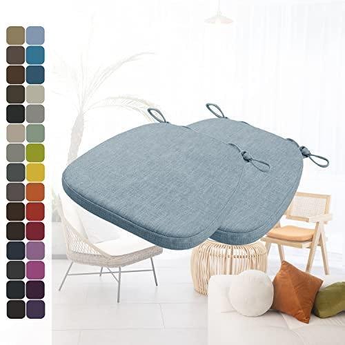 Kimgull 2er Set Stuhlkissen mit Bändern Bequeme Waschbare Rutschfestes Sitzkissen Ideal für zu Hause und Gartendekoration, viele Farben und Größen zur Auswahl (40x38x5CM Himmelblau)
