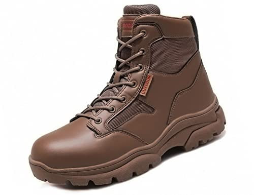 IYVW AS33 A10 Stiefel Herren Wanderschuhe Trekkingschuhe Armee Combat Tactical Boots Verschleißfest Rutschfeste Outdoor Einsatzstiefel Für Maenner Braun 46EU