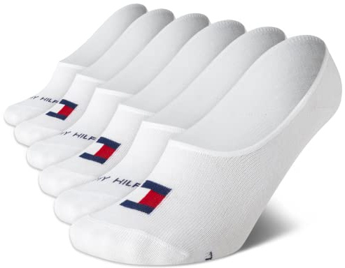Tommy Hilfiger Damen No Show Socken – 6er-Pack, leicht, athletisch, gepolstert, Schuheinlagen für Damen, Weiße Flagge, 36.5-43 EU