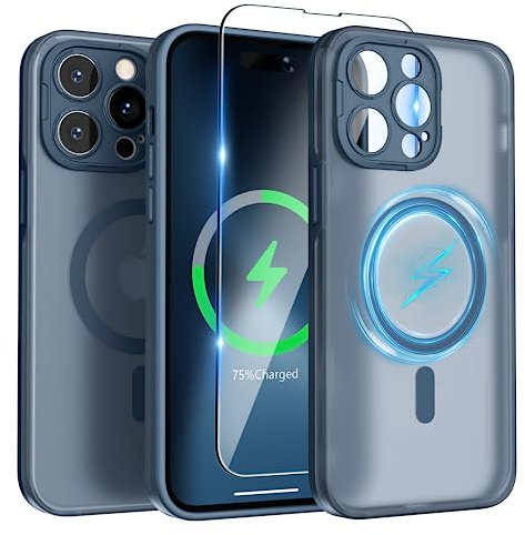 SURPHY Entwickelt für iPhone 14 Pro Max Hülle kompatibel mit MagSafe (6.7 Zoll, 2022), Mattes Handyhülle iPhone 14 Pro Max Case mit Kameraschutz & Schutzfolie, Anti-Fingerabdruck (Blau)