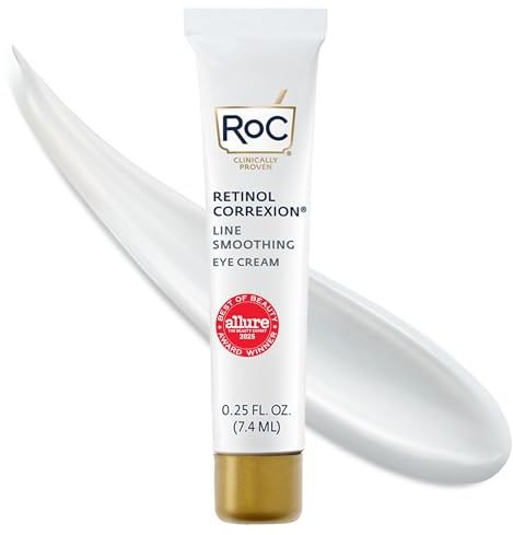RoC Retinol Correxion Eye Cream Mini for Dark Circles & Puffiness, Daily Wrinkle Cream, Anti Aging Line Smoothing Skin Care Treatment, .25 Ounces