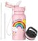 OLDLEY 500ml/17oz Kids Stainless Steel Insulated Water Bottle with Straw Double Wall Metal Vacuum Leakproof Reusable Small Flask with 2 Different Lids Hot Cold Drinks for Boys Girls Toddler Children