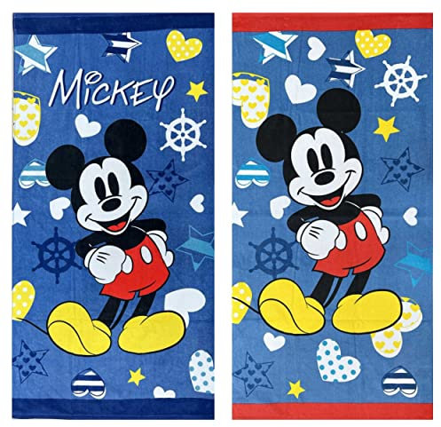 damaloo Handtuch Set Baumwolle für Kinder passend für Mickey Mouse Fans - Partner Handtücher für Erwachsene Paare - Kinder Strandtuch Badetuch mit Motiv - Bath Towels Big - Badetücher 70x140