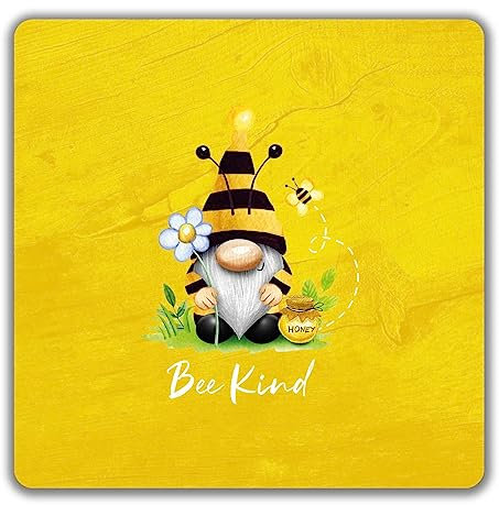 Shopagift Bee Kind 2 Pack Coasters Garden Gonk Gnome Bumblebee Gift - 9cm x 9cm