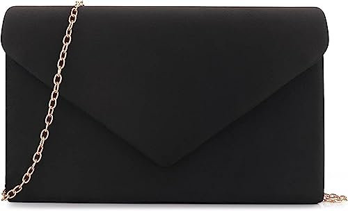 BBjinronjy Clutch Für Hochzeit Kettentasche Damen handtaschen damen klein,elegant Samt Umschlag Crossbody Klassisch Clutch Tasche Abendtasche Hochzeit (Schwarz 2)