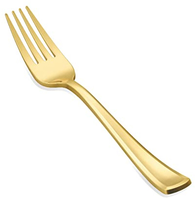 N9R 50PCS Gold Plastic Forks, Solid, Durable and Heavy Duty Plastic Forks Disposable, Perfect Plastic Utensils for Parties, Thanksgiving, Christmas and Daily Use