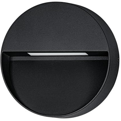 Eglo Applique murale extérieure LED Maruggio, lampe de façade ronde, luminaire d‘extérieur en aluminium noir, température de couleur variable (blanc chaud – froid), IP65