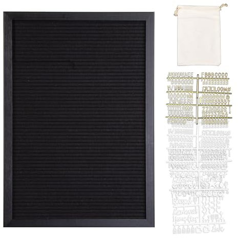 Better Office Products Buchstabenbrett aus Filz, mit Echtholz, auswechselbar, 30,5 x 43,2 cm, klappbarer Ständer und Wandhalterung, über 500 weiße und goldene Buchstaben, Zahlen und Wörter, von Better