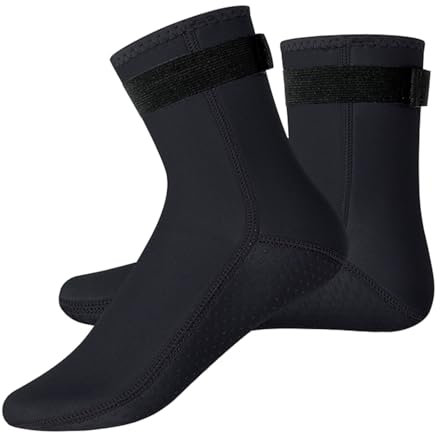KFDDRN Neoprensocken, Beachvolleyball Socken, Schwimmsocken, Neoprensocken Eisbaden,Wassersport Tauchsocken Neoprenschuhe Für Schnorcheln, Surfen, Segeln, Universal Damen, Herren (XL(44-45), Schwarz)