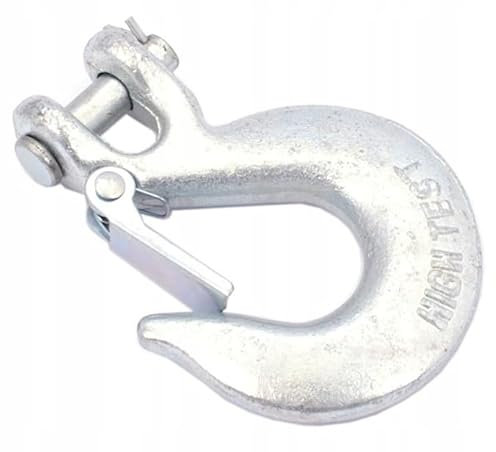 HUW Windenseilhaken Karabiner mit faltbarem Lasthaken Seilwinde Forstseilwinde Offroad Haken Karabiner Karabinerhaken Kletterhaken verzinkt Seilwinde Seilhaken Sicherheitsverschlusshaken (4,1T)