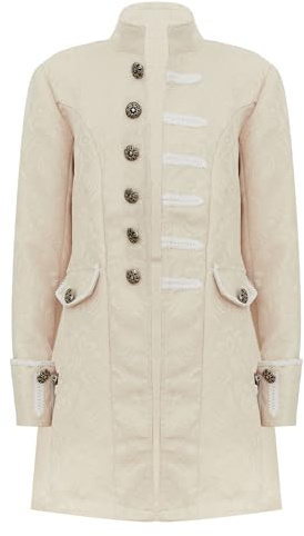YONGHS Kids Boys Halloween Medieval Tailcoat Jacket Gothic Steampunk Vintage Victorian Frock Uniform Coat White 11-12 Years