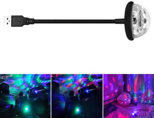 MODOAO Mini USB Disco Ball Lights RGB Dj Lights Stereo Party Auto Multi Colour Car Ambient Lights Room Decoration Lights Strobe Lights