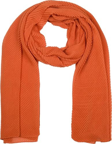 styleBREAKER Damen Schal fein gekreppt | Leichter Plissee-Schal für stilvolle Looks | Elegantes Halstuch mit fließenden Falten | Modisch Vielseitig & Angenehm weich | 96 x 192 cm, Farbe:Rost