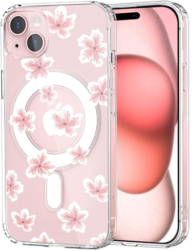 MAYCARI Magnetic Case for iPhone 11 Pro Max, Cute Clear Girly Flower-8 Design Case Compatible with MagSafe, Slim Soft TPU Hard Back Transparent Phone Cover for Girls Women Boys
