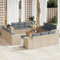 ULUYYUC 13-TLG. Garten-Sofagarnitur, Eckbank Eckbank Küche Gartenbank Polsterbank Geeignet für Balkon Hinterhof Außenbereich Garten mit Kissen Beige Poly Rattan