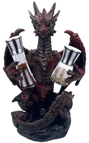 dewdat Mythischer Drache Salz- und Pfefferstreuer-Set, Halter, Statue für mittelalterliche und Fantasy-Bar- oder Küchentischdekoration, Skulpturen und gotische Geschenke