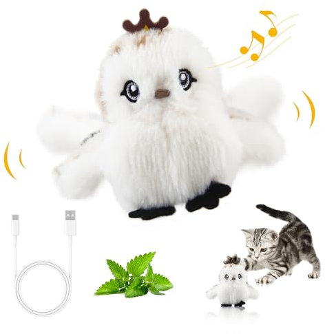 GiGwi Flapping Bird Cat Toys for Indoor Cats, Interactive Chirping Cat Toys Self Play, Electric Rechargeable Catnip Toys for Cats, Touch Activated Kitten Toy with Feather Tail, Prince Design