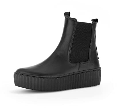 Gabor Damen Chelsea Boots | Frauen Stiefeletten | Best Fitting | flach | Stiefel | Bootee | Booties | halbstiefel | schwarz (Uni) | 40 EU - 6.5 UK
