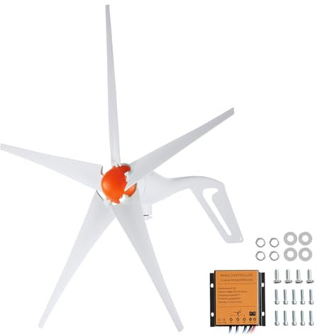 VEVOR Generatore Eolico 500 W, Kit Turbina Eolica 12 V Generatore Eolico 5 Pale con Controllo, Direzione Regolabile Velocità del Vento Iniziale 2,5 m/s Adatto per Casa Fattoria Camper Barche