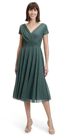 Vera Mont Damen Cocktailkleid im Glitzer-Look 44, Dark Green/Grey
