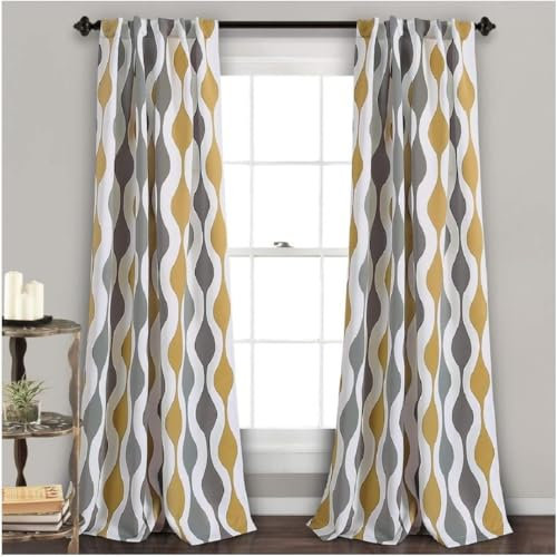 Gardinen Gelb Einfach Gestreift Verdunklungsvorhänge mit Ösen Thermo Vorhang Kälteschutz, Blickdichte Gardinen Schlafzimmer Curtains Blackout Vorhang Wärmeisolierend 138x117 cm(HöhexBreite), 2er Set