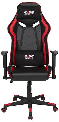 GAME ROCKER Gaming Stuhl G-30 Kunstleder schwarz/rot, bis 110 kg belastbar